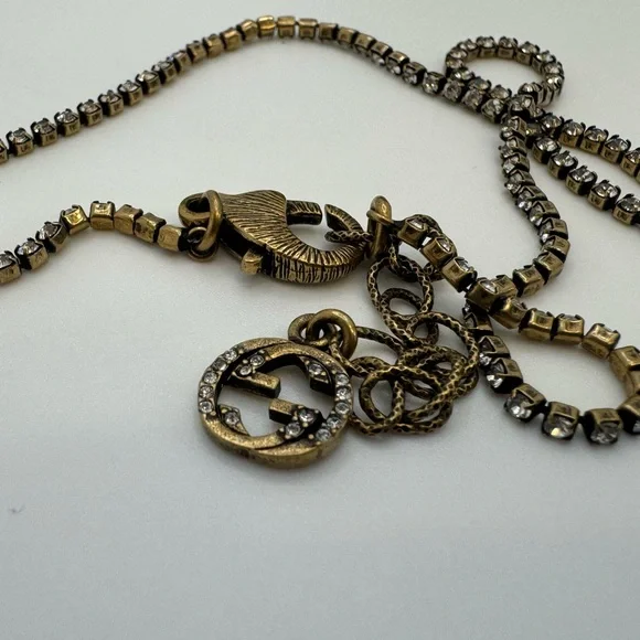 Gucci Gold-tone, crystal and faux pearl necklace - Picture 9 of 14